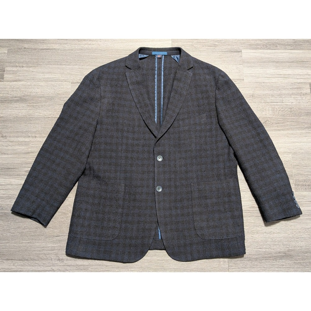 Paul Betenly Men's Blue Leomasters Unstructured Cotton Wool Knit Blazer Size 48R